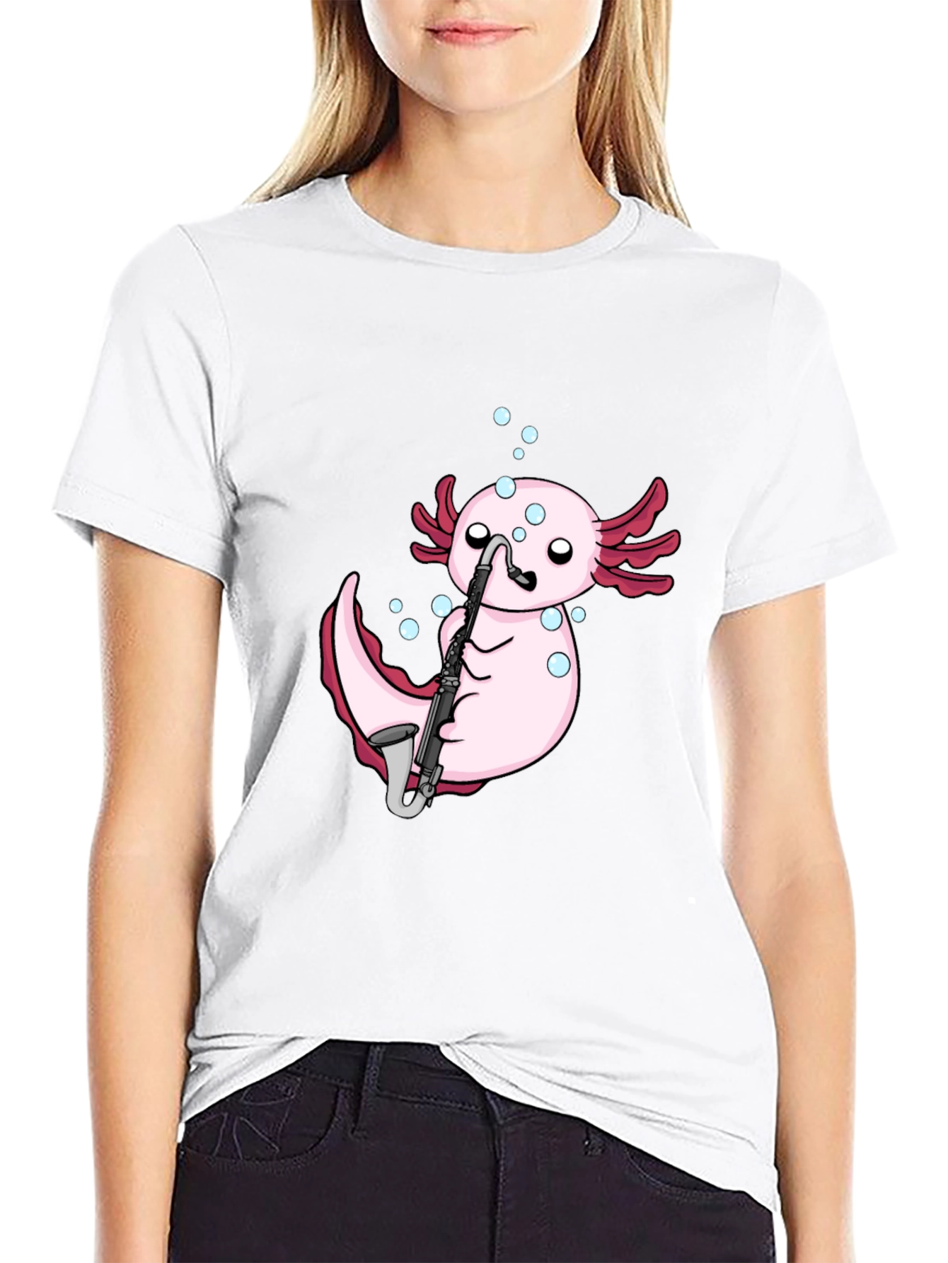 Axolotl Saxophone Black T-Shirt
