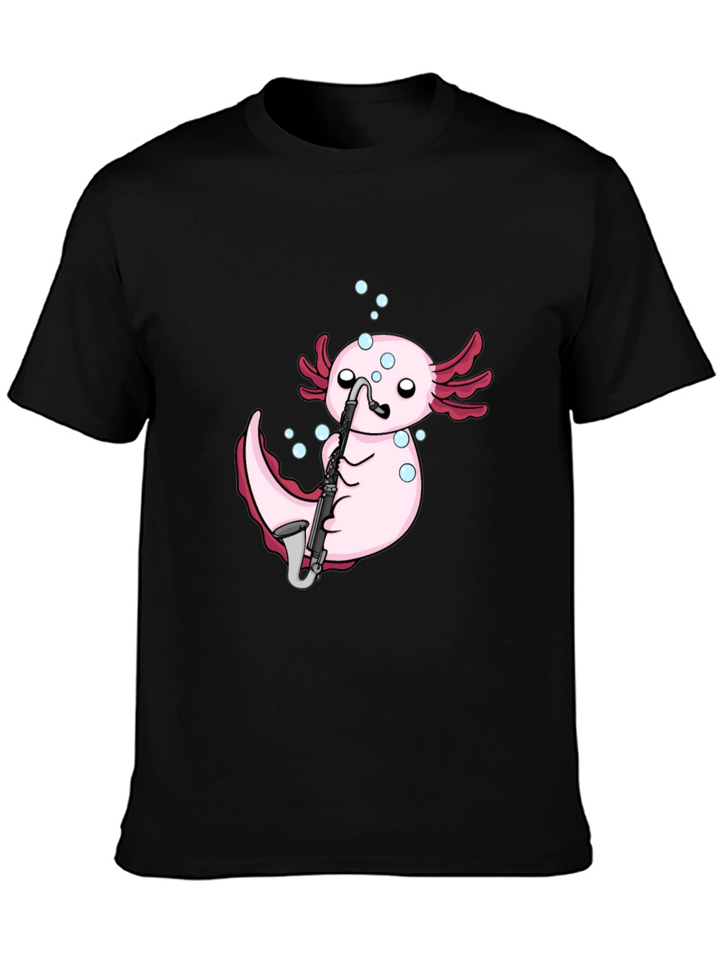 Axolotl Saxophone Black T-Shirt