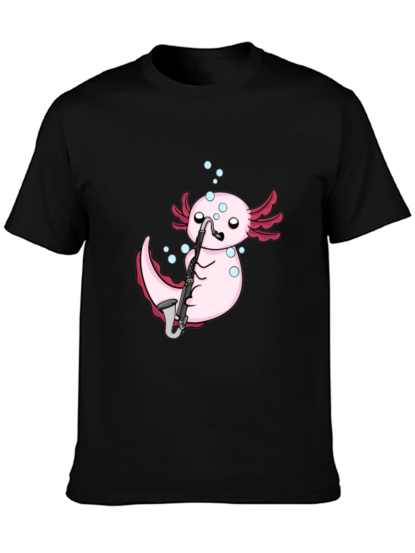 Axolotl Saxophone Black T-Shirt