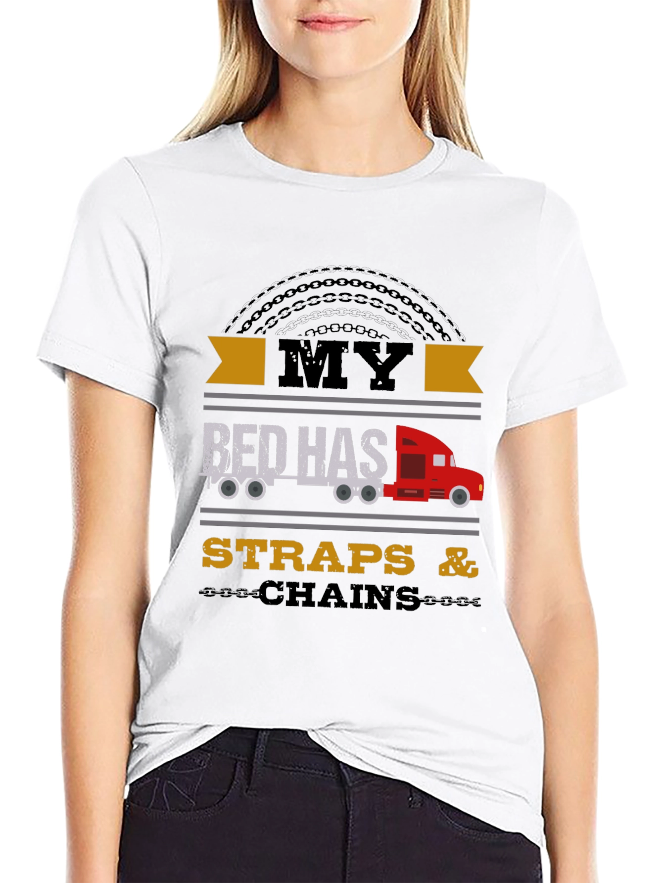 Trucker Tee: My Bed Has Straps & Chains