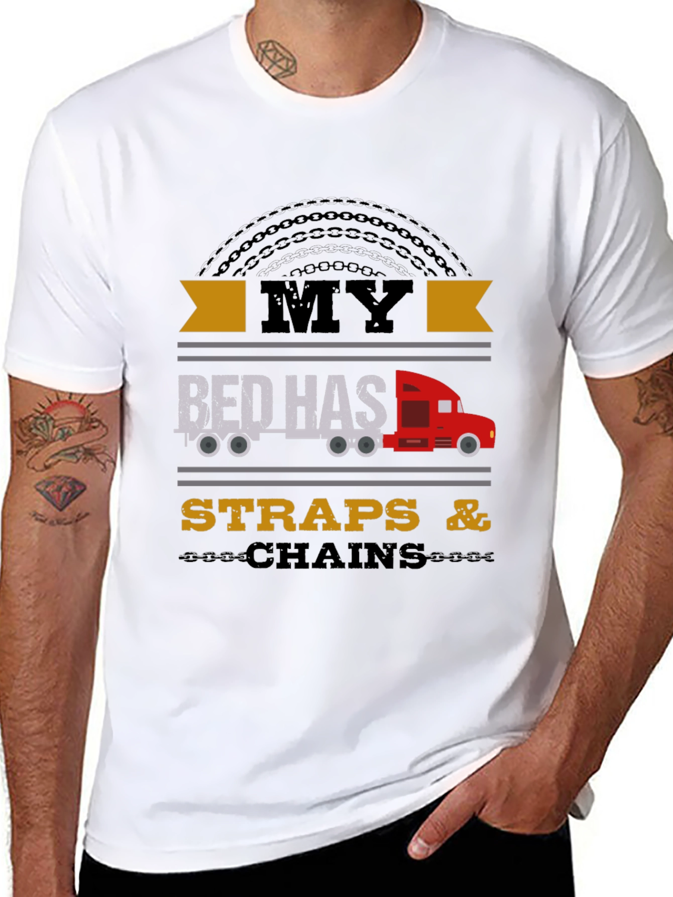 Trucker Tee: My Bed Has Straps & Chains