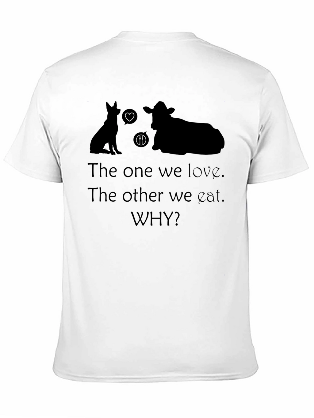 Vegan Why T-Shirt - Love Dogs Not Cows