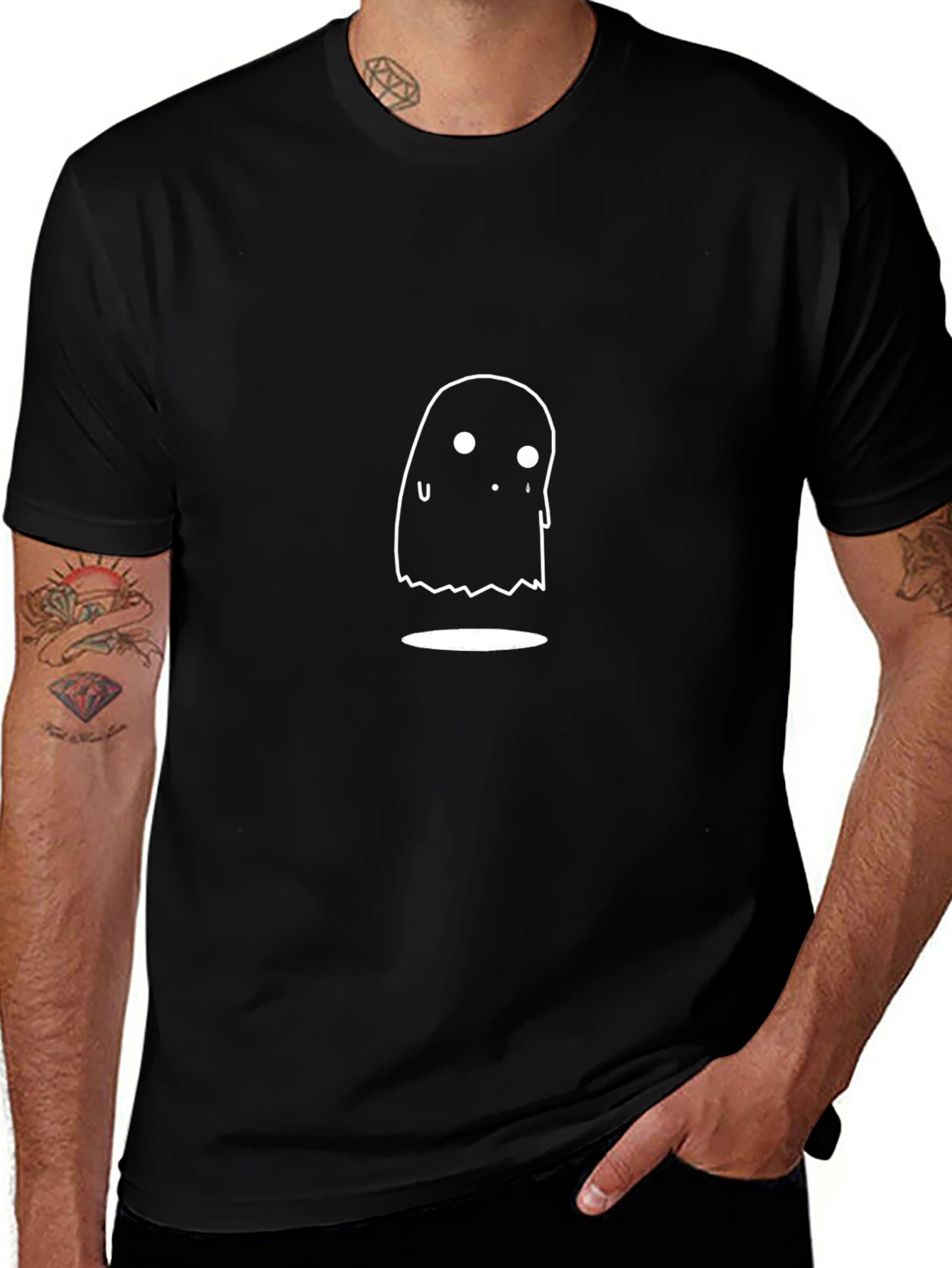 Ghost Graphic Tee - Black Cotton T-Shirt