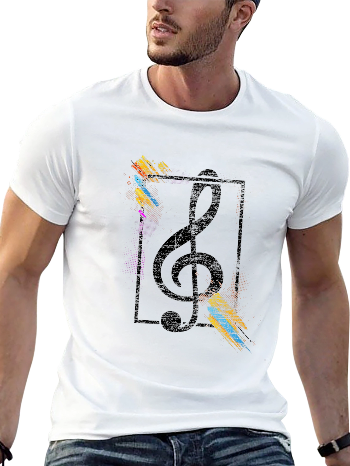 Musical Note Graphic Black T-Shirt