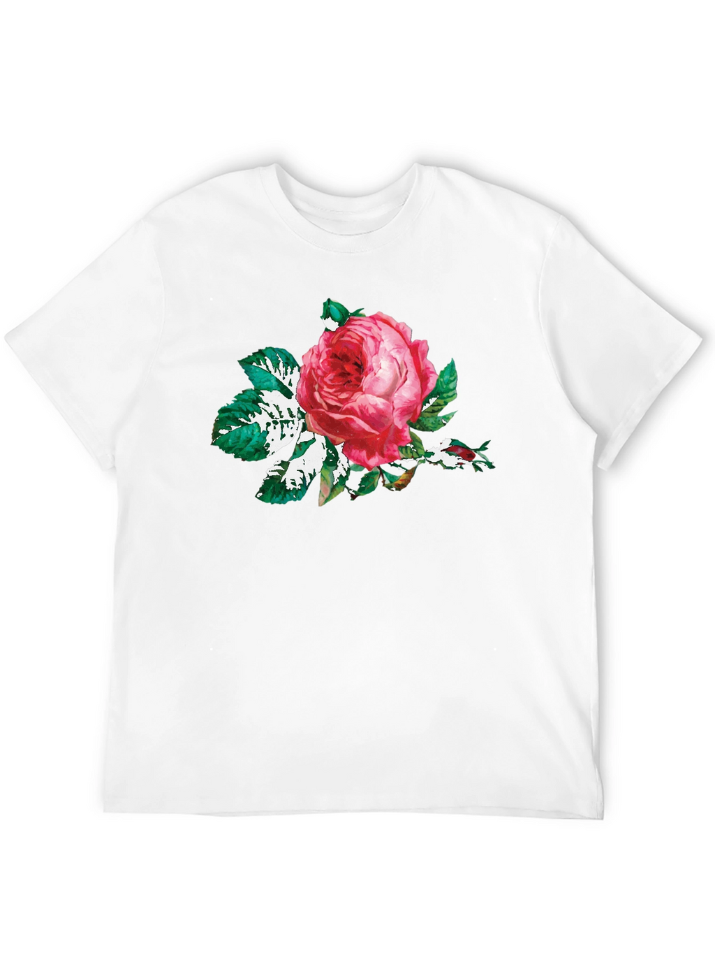 Black T-Shirt with Floral Rose Print