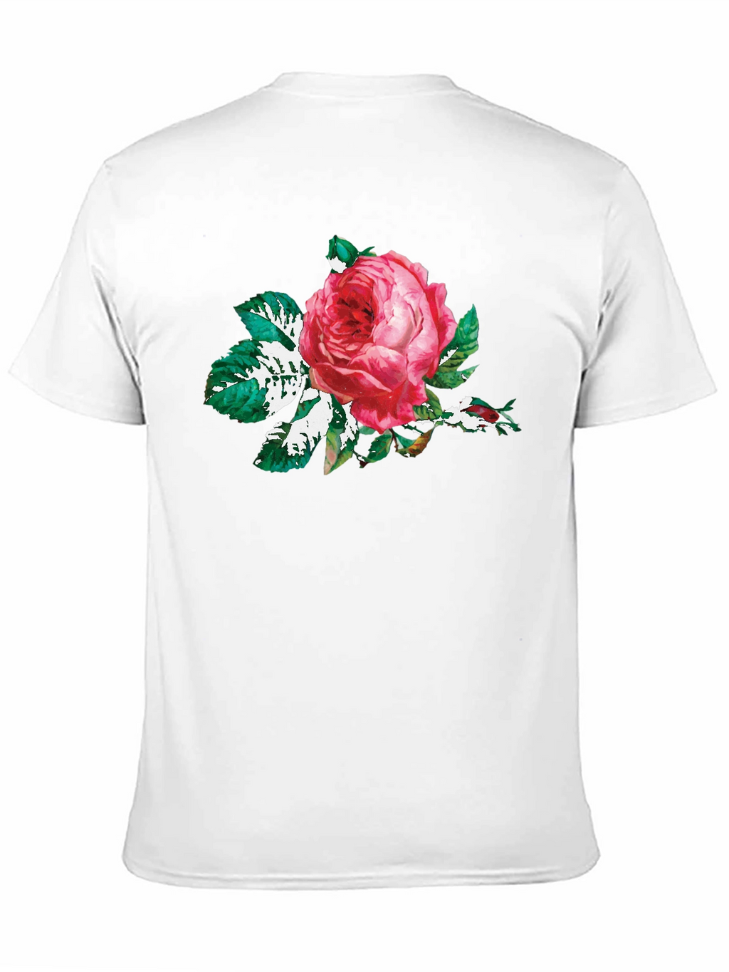 Black T-Shirt with Floral Rose Print