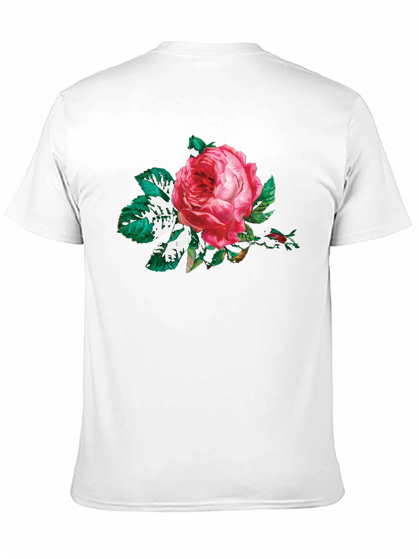 Black T-Shirt with Floral Rose Print