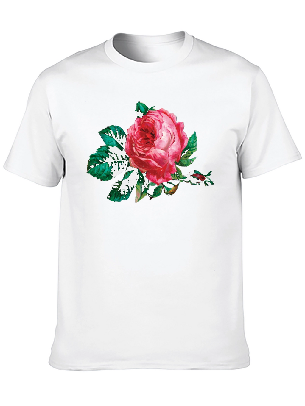 Black T-Shirt with Floral Rose Print