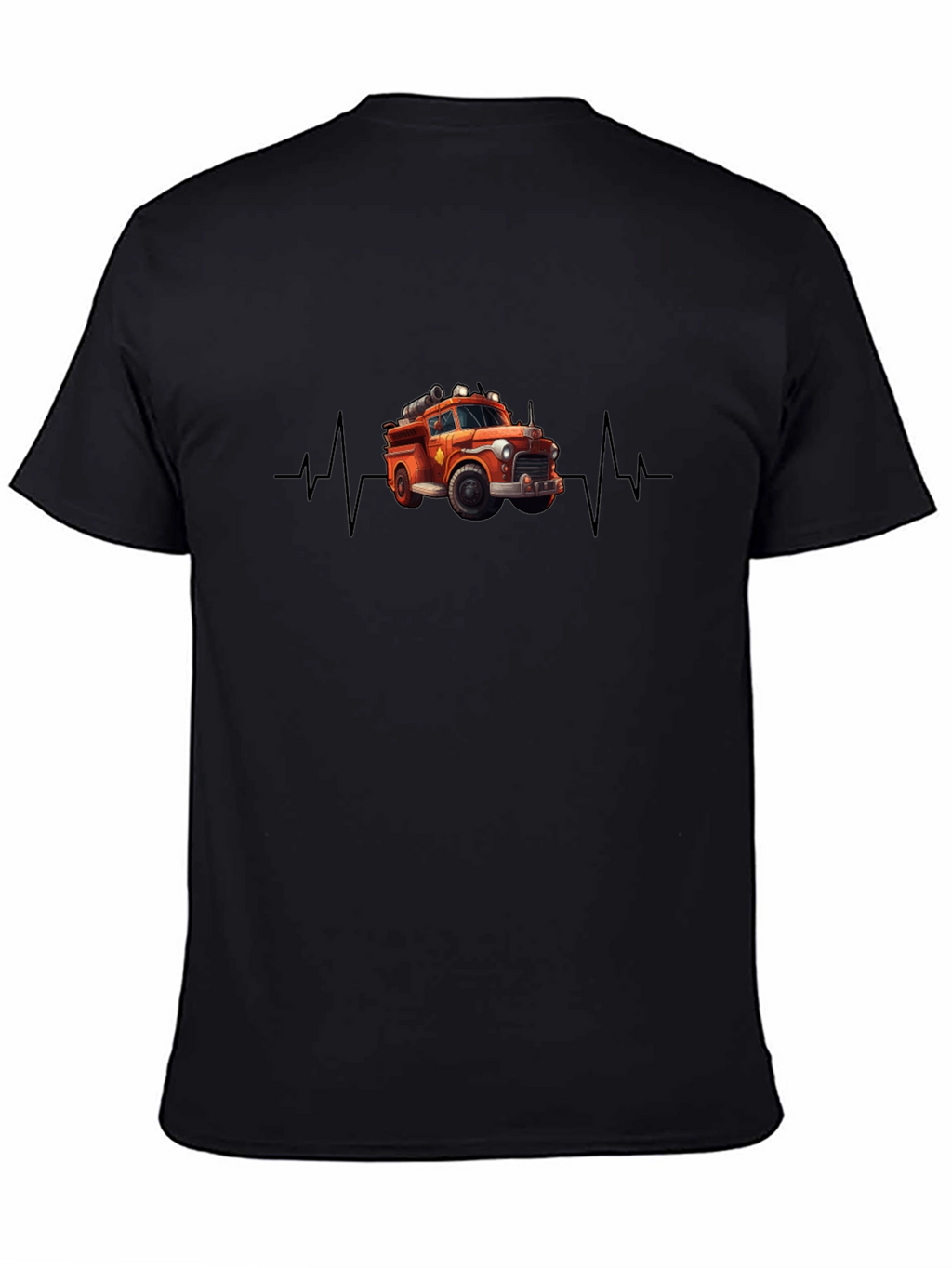 Fire Truck Heartbeat T-Shirt - Black