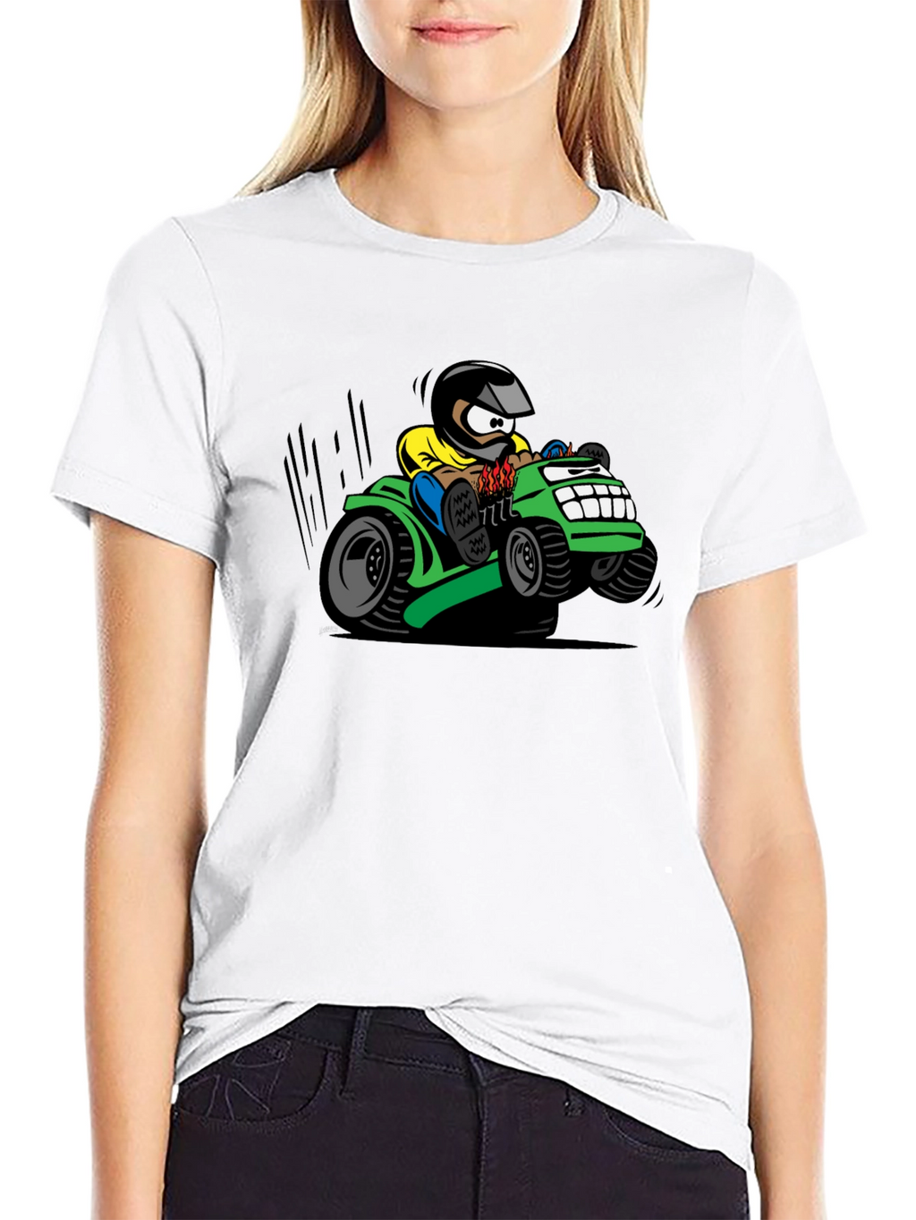 Cartoon Lawn Mower Rider Graphic Tee