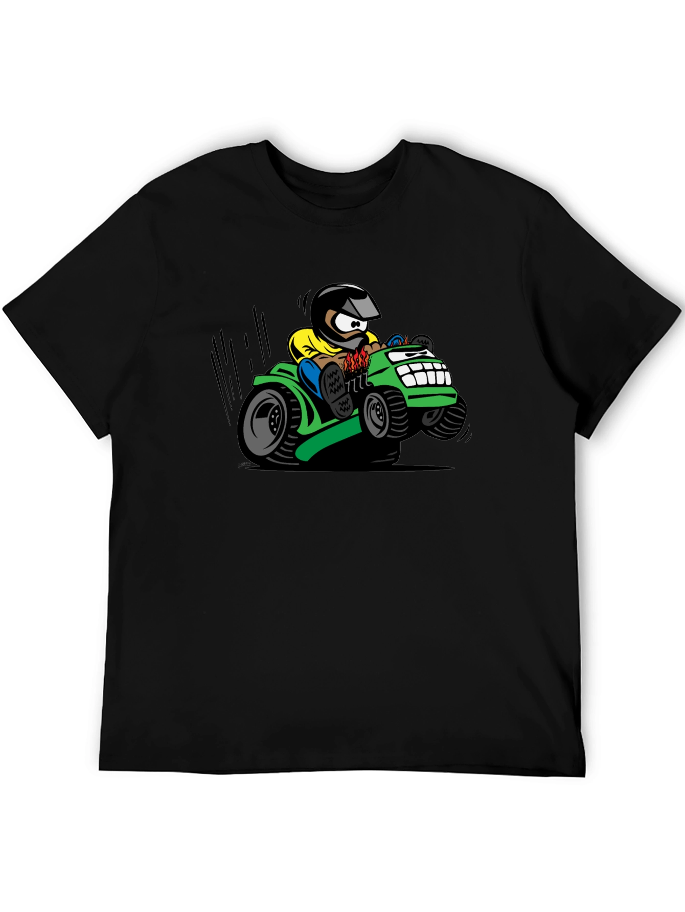 Cartoon Lawn Mower Rider Graphic Tee