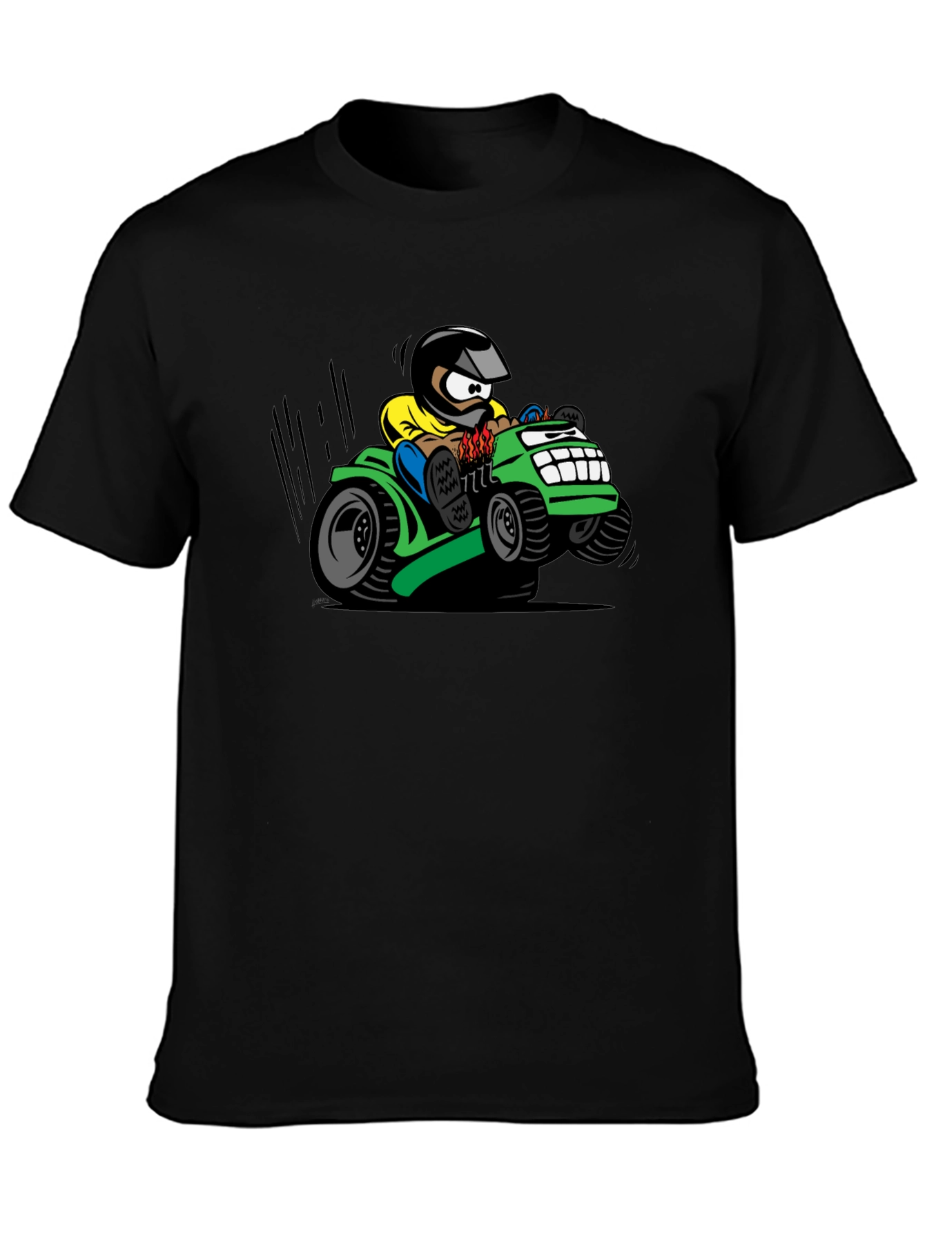 Cartoon Lawn Mower Rider Graphic Tee