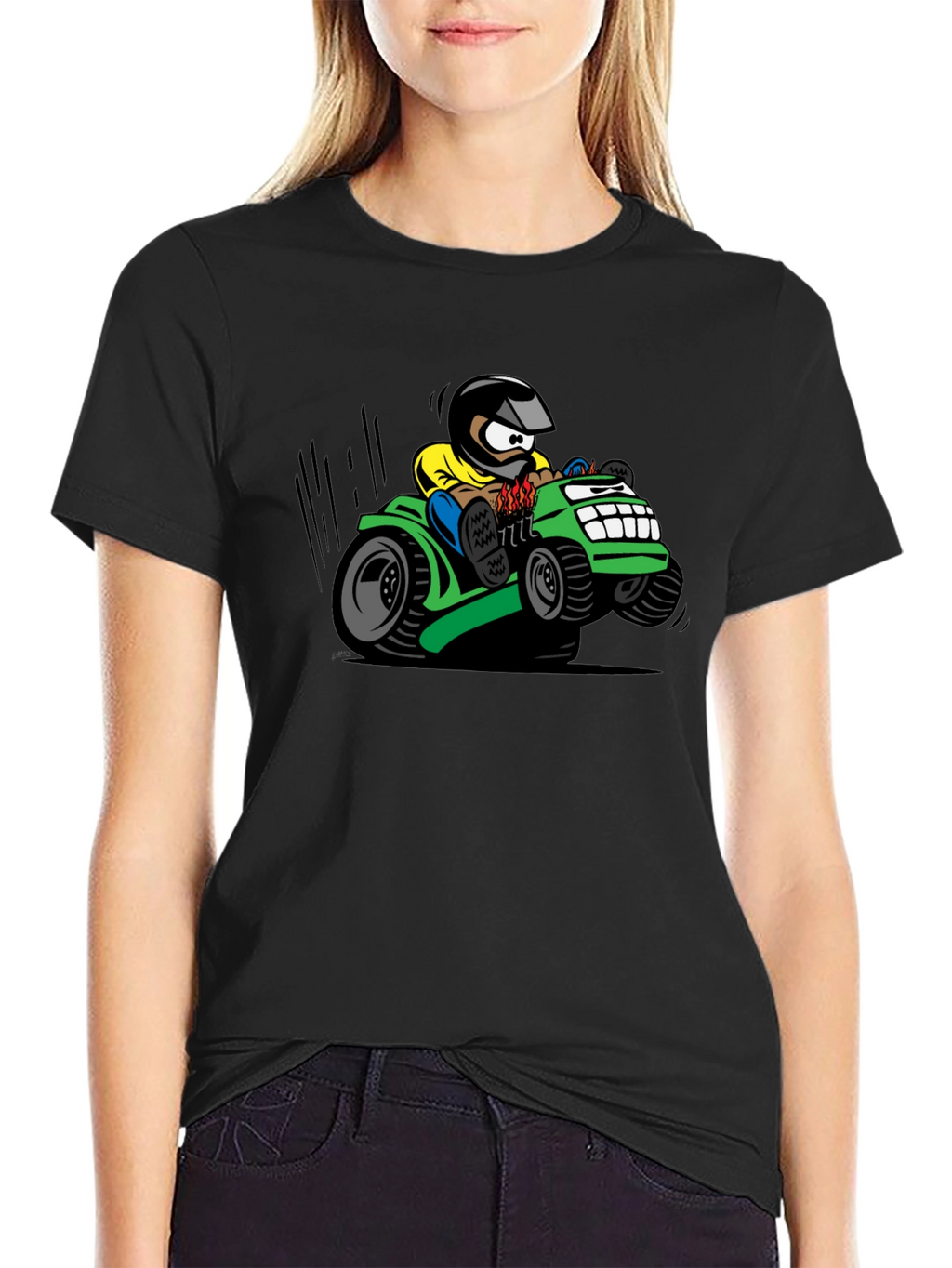 Cartoon Lawn Mower Rider Graphic Tee