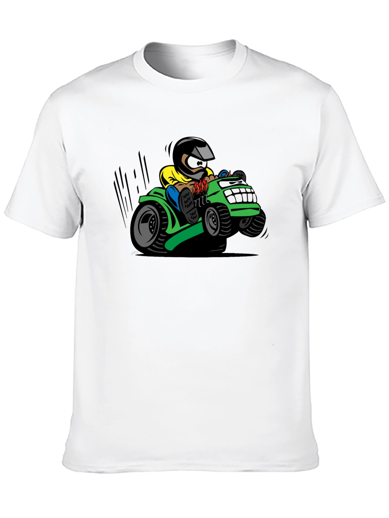 Cartoon Lawn Mower Rider Graphic Tee