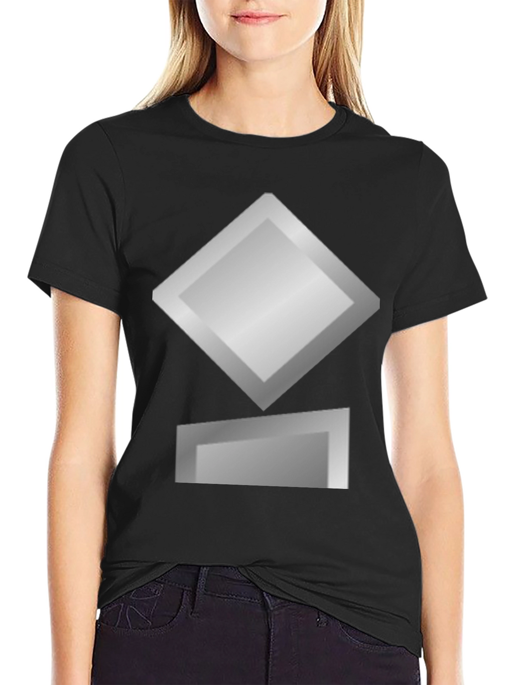 Geometric Graphic Tee - Silver Diamond Design