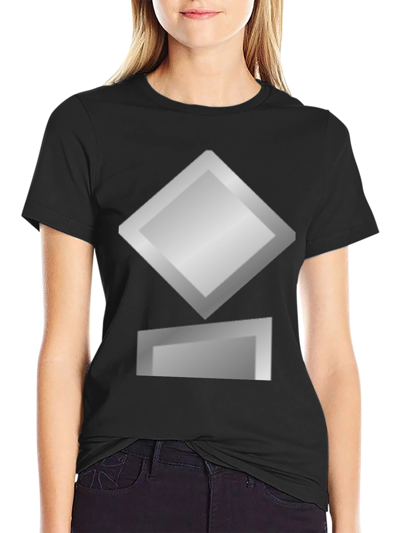 Geometric Graphic Tee - Silver Diamond Design