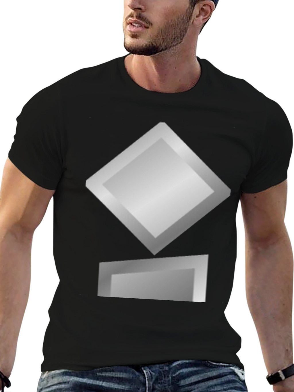 Geometric Graphic Tee - Silver Diamond Design