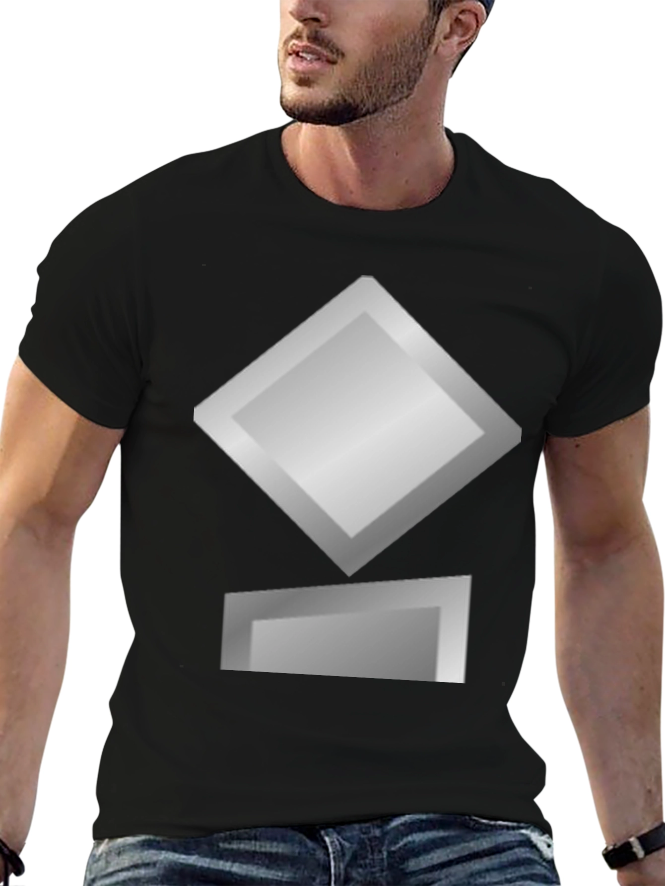 Geometric Graphic Tee - Silver Diamond Design