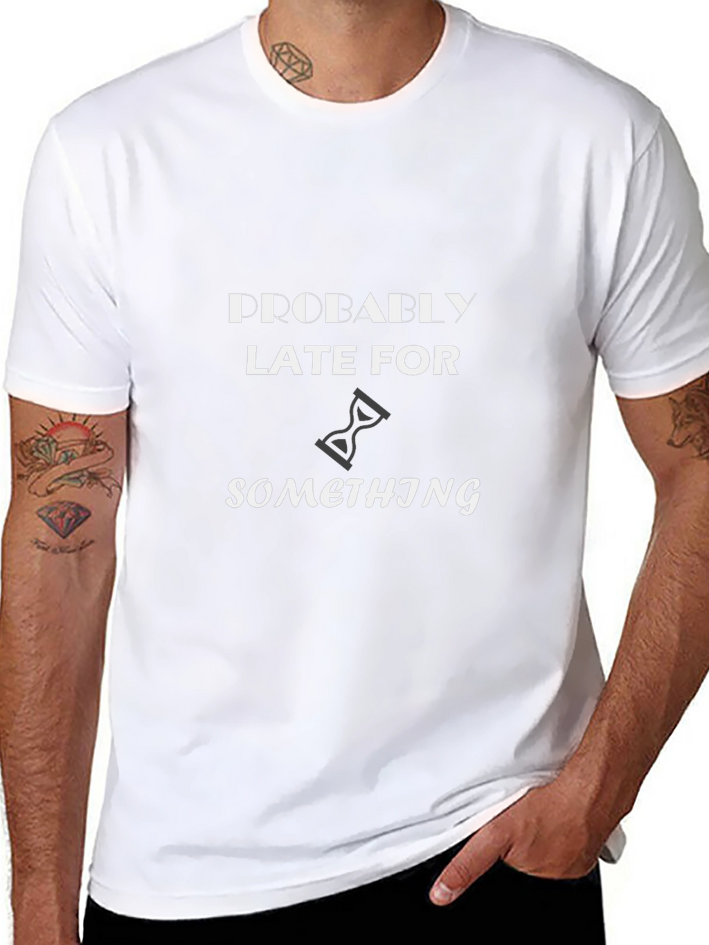 Humorous Probably Late Graphic Black T-Shirt