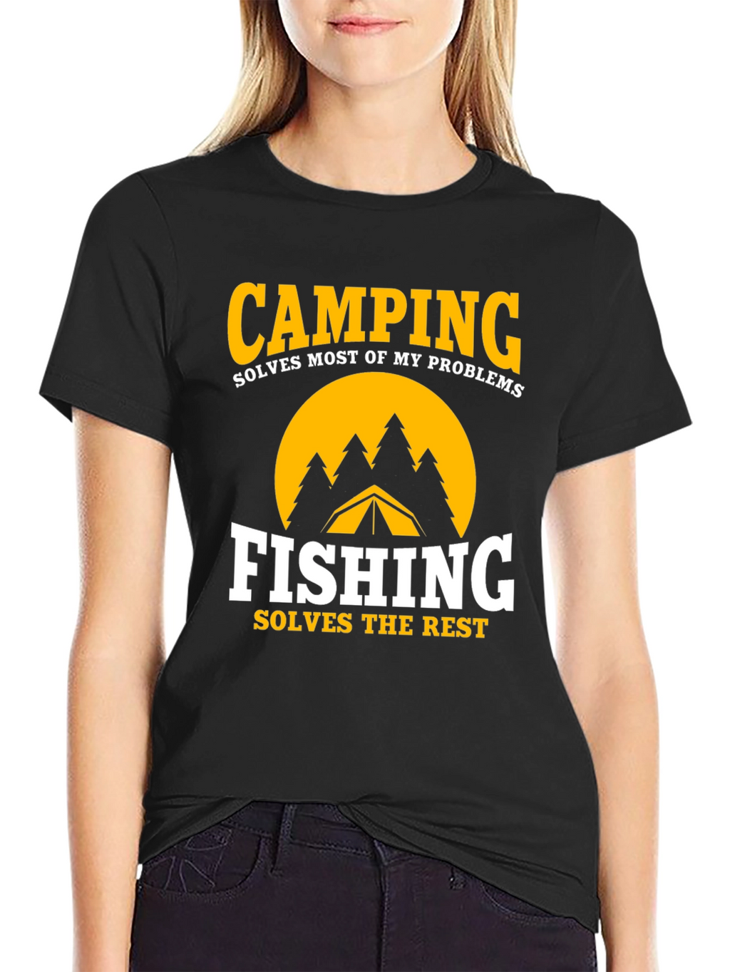 Camping & Fishing Graphic Tee - Problem Solver Shirt