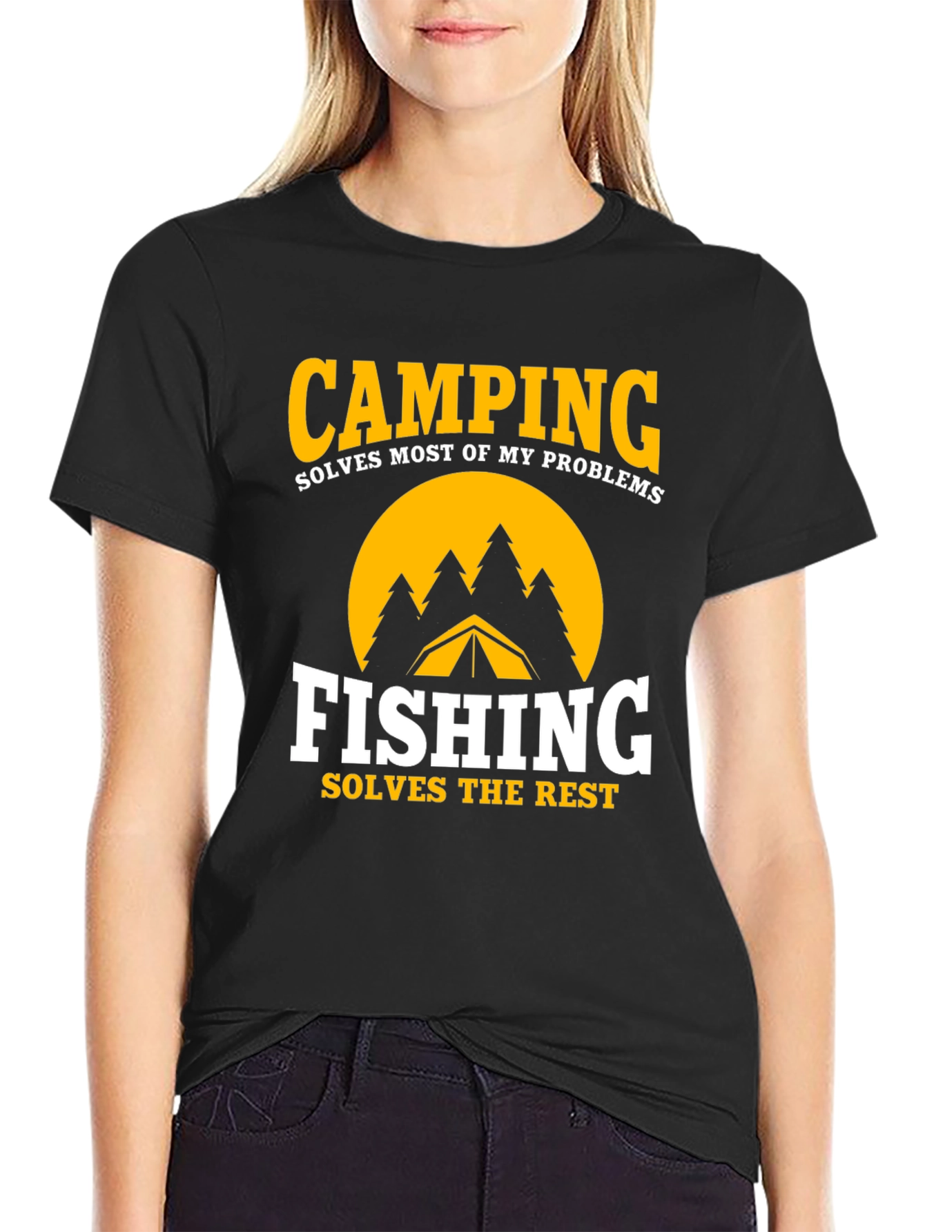 Camping & Fishing Graphic Tee - Problem Solver Shirt