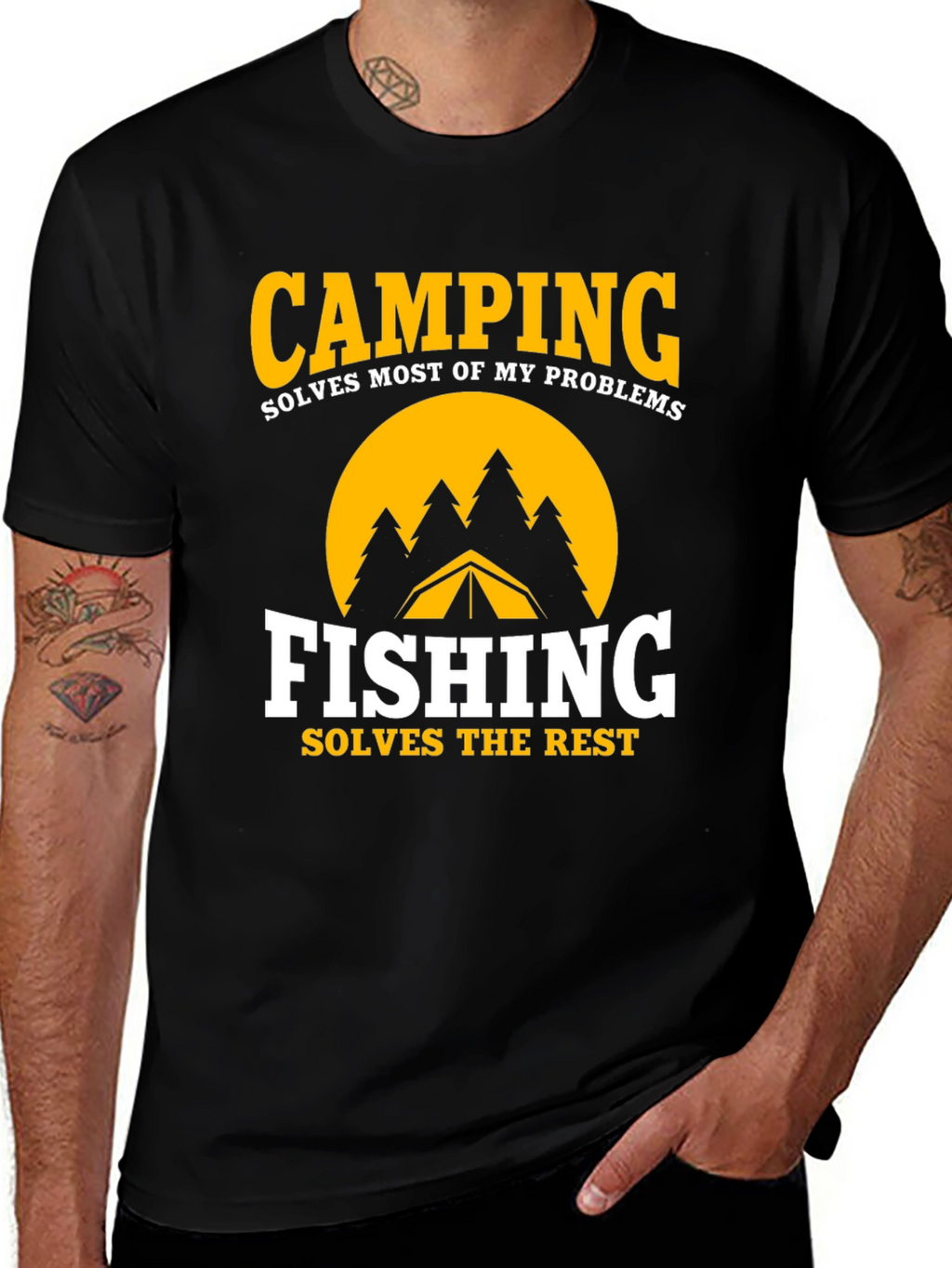 Camping & Fishing Graphic Tee - Problem Solver Shirt