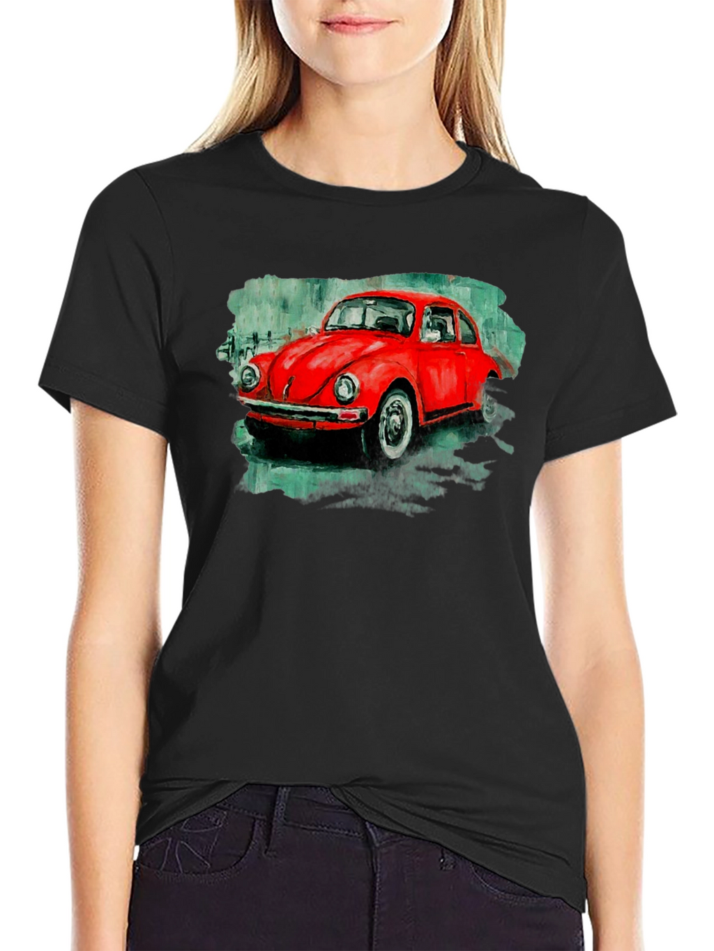 Red Beetle Car Graphic Tee - Classic Car T-Shirt