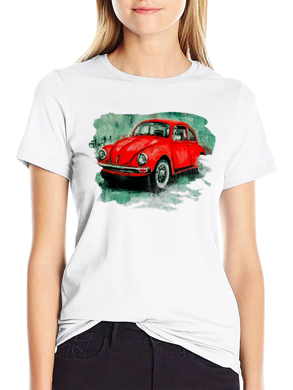 Red Beetle Car Graphic Tee - Classic Car T-Shirt