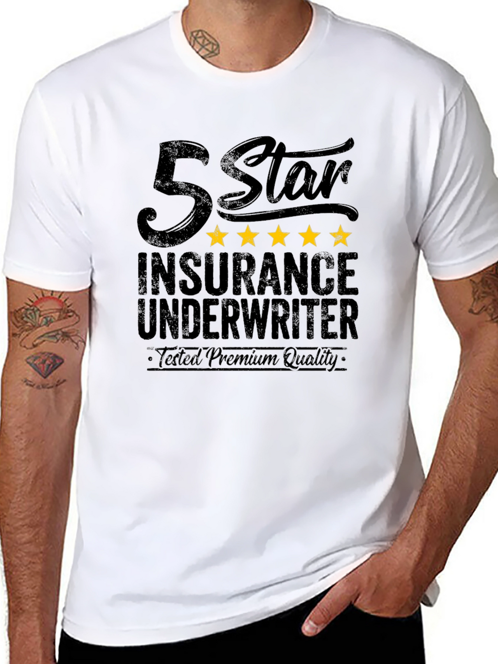 5 Star Insurance Underwriter Premium Quality Black T-Shirt