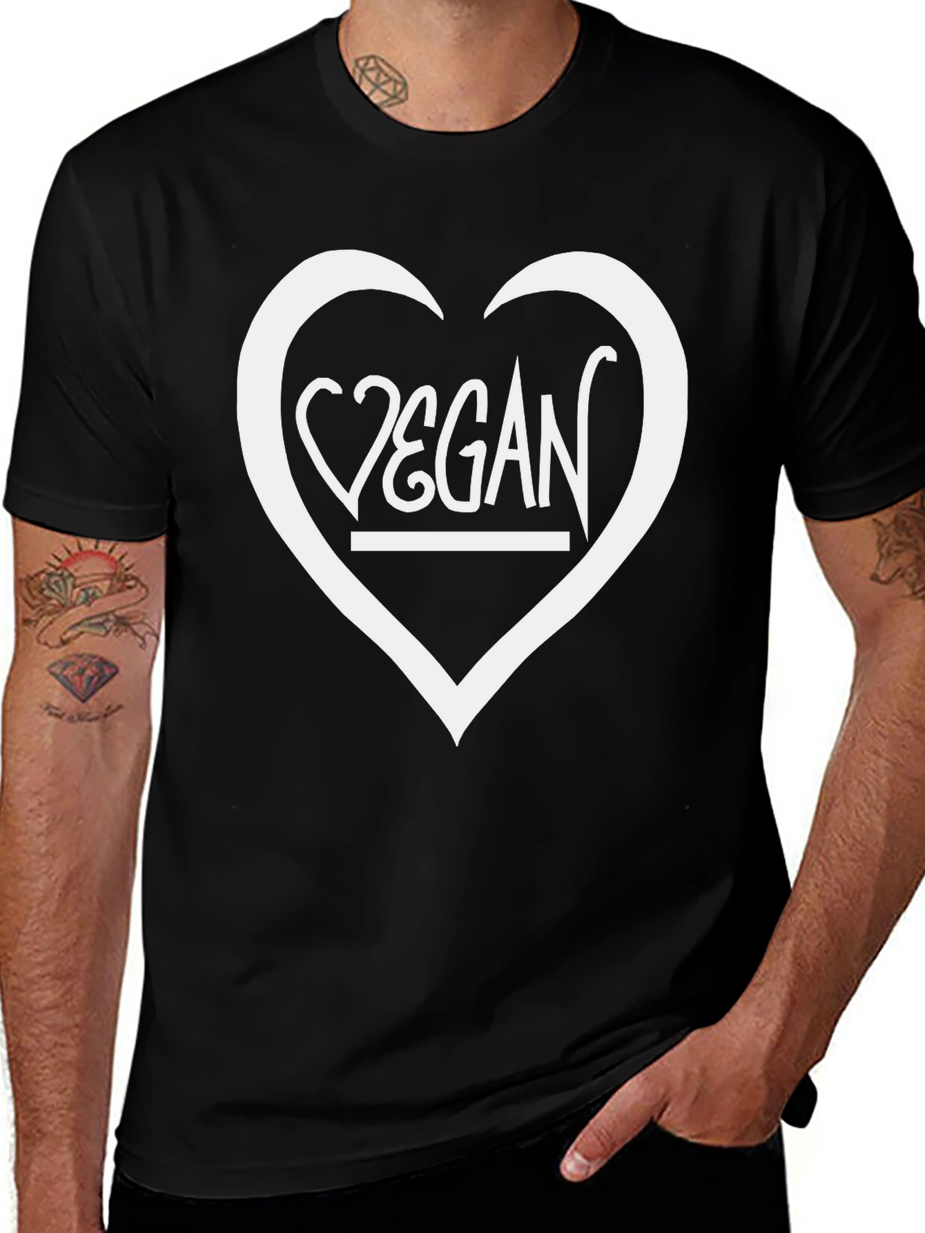 Vegan Heart Graphic T-Shirt - Unisex Black Tee