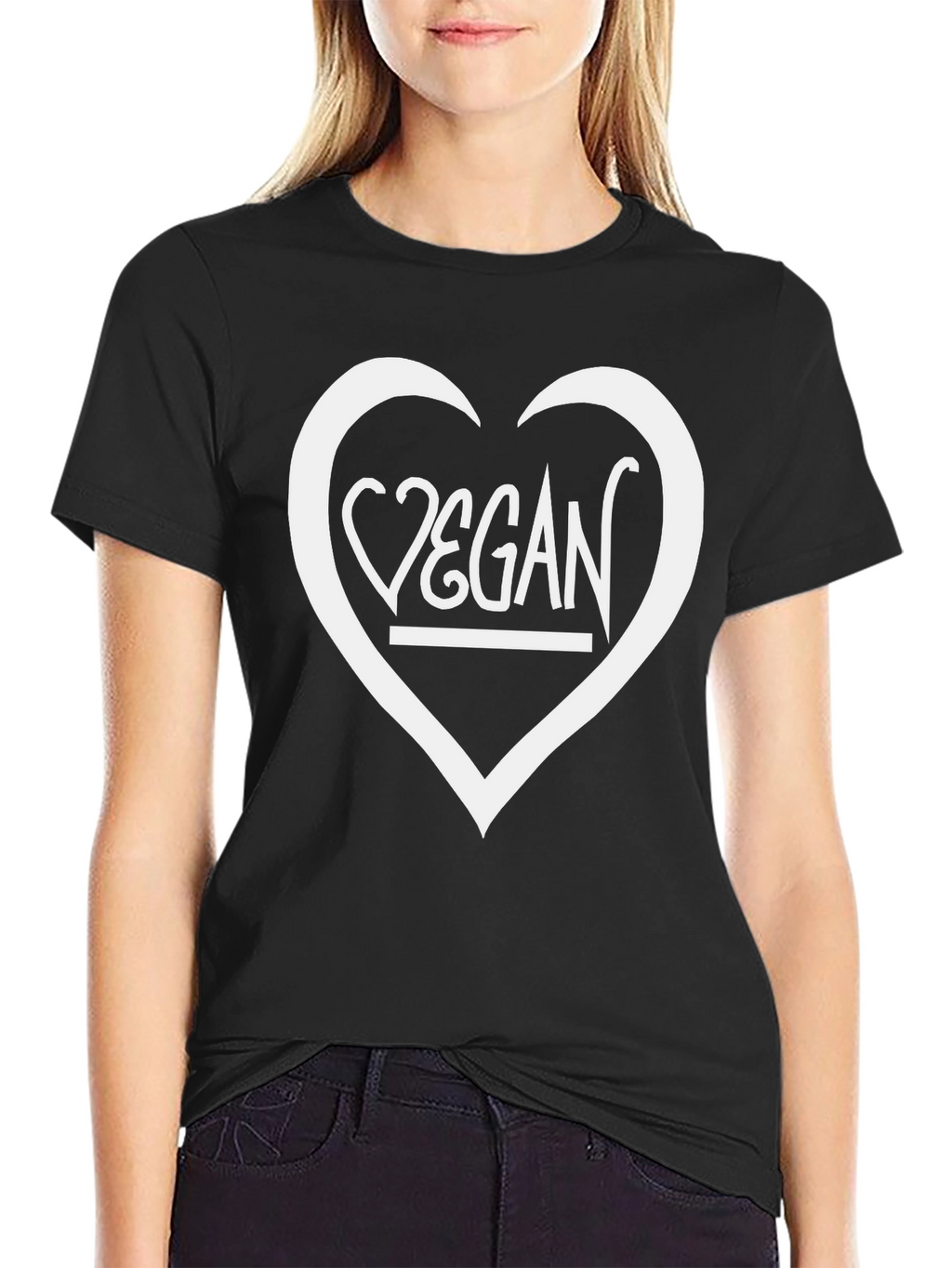 Vegan Heart Graphic T-Shirt - Unisex Black Tee