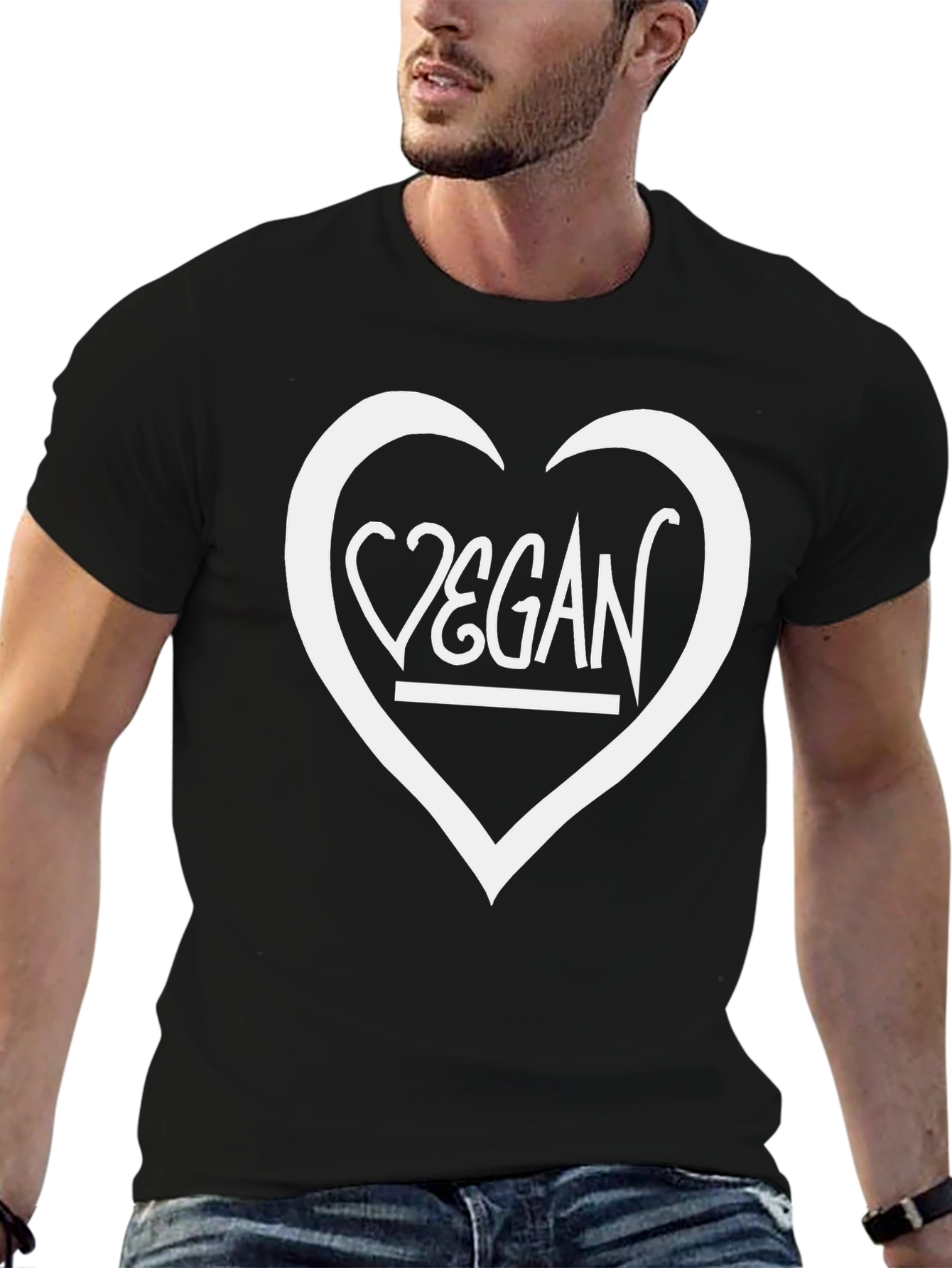 Vegan Heart Graphic T-Shirt - Unisex Black Tee