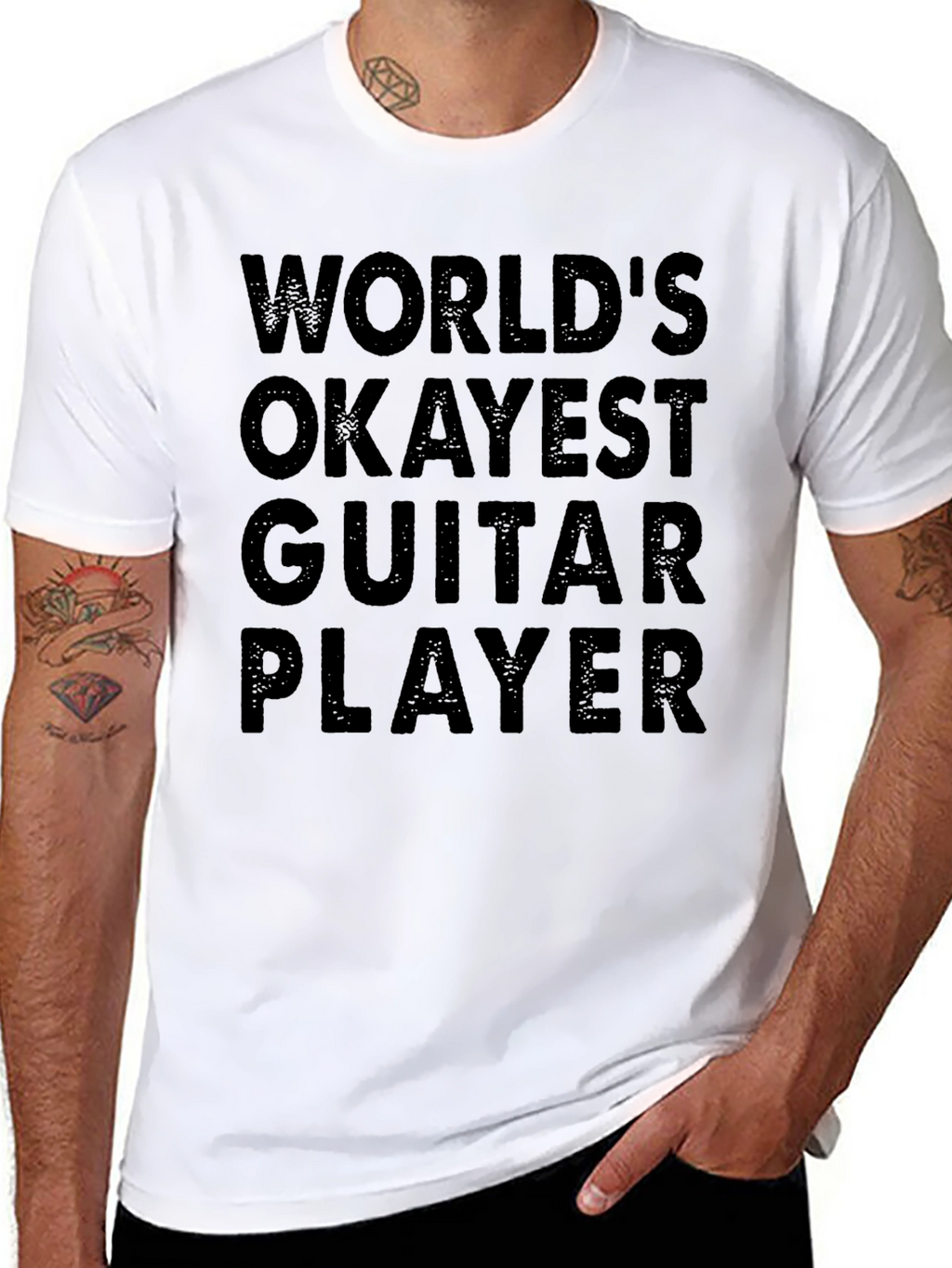 Worlds Okayest Guitar Player Black T-Shirt
