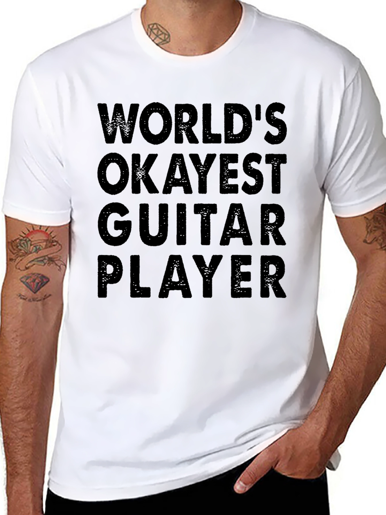 Worlds Okayest Guitar Player Black T-Shirt