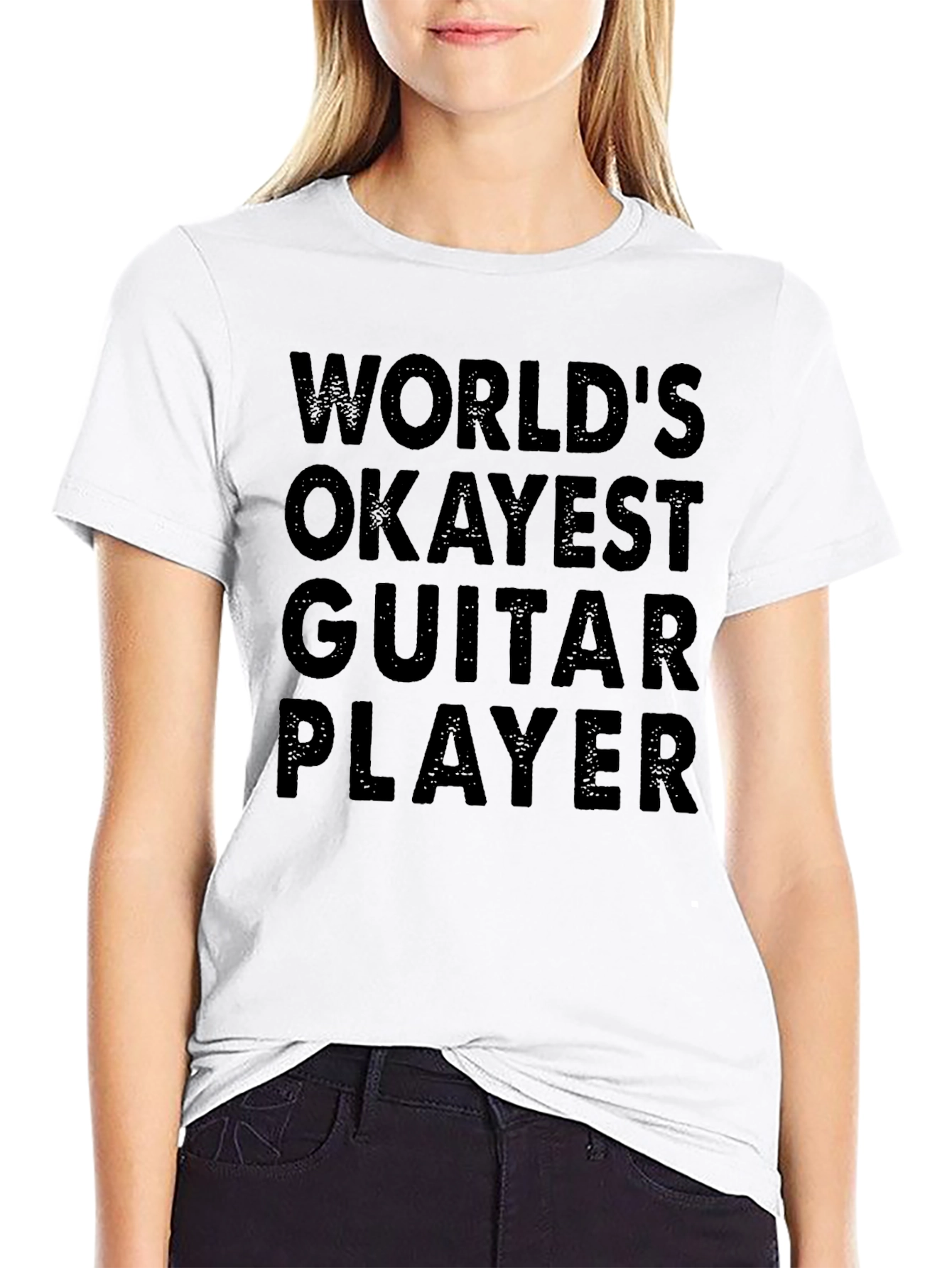 Worlds Okayest Guitar Player Black T-Shirt