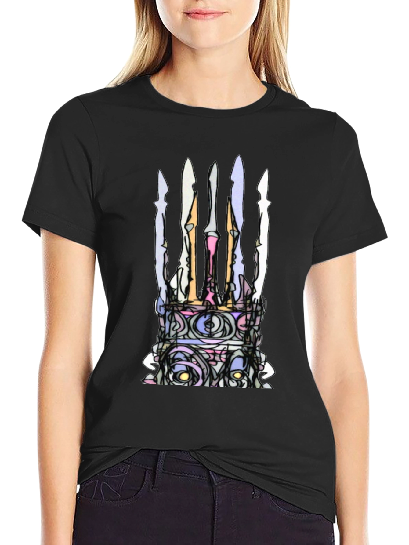 Abstract Crown Graphic Black T-Shirt