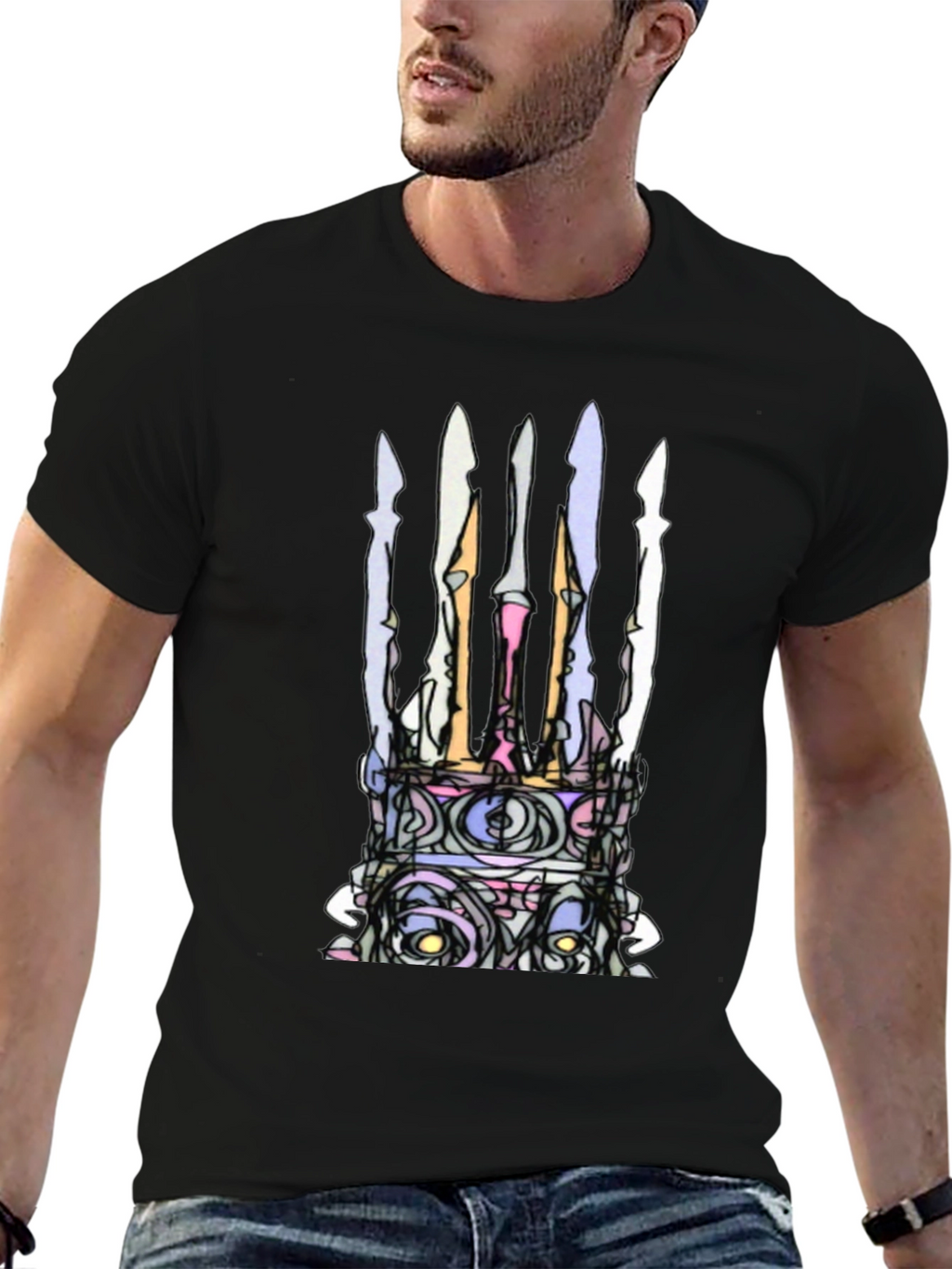 Abstract Crown Graphic Black T-Shirt