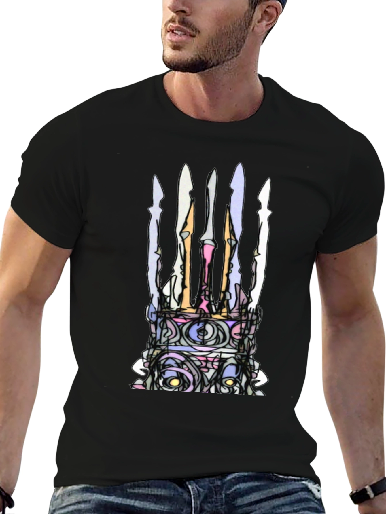 Abstract Crown Graphic Black T-Shirt
