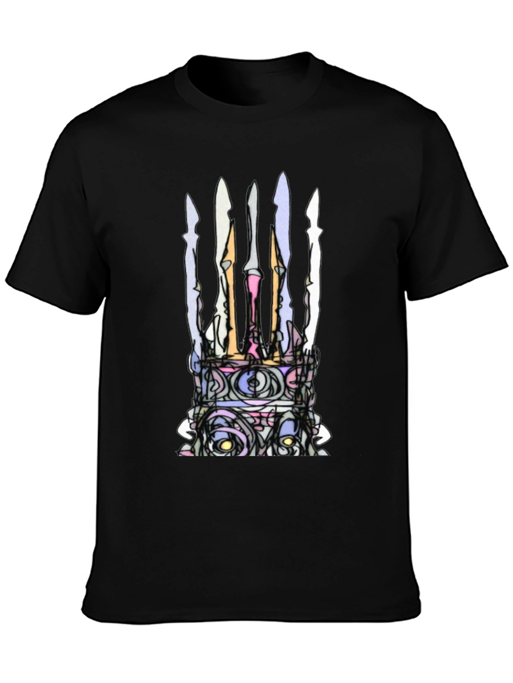 Abstract Crown Graphic Black T-Shirt