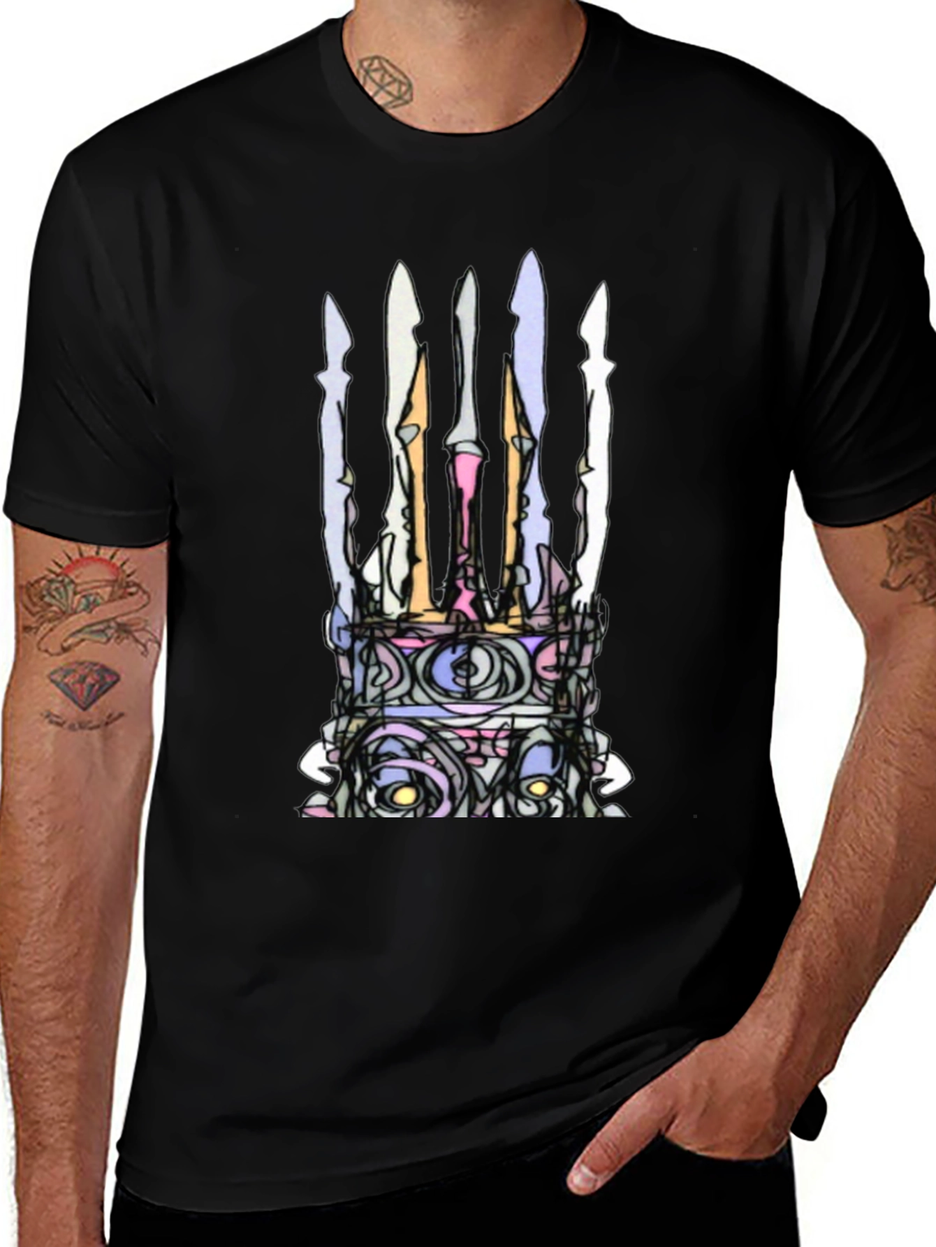 Abstract Crown Graphic Black T-Shirt