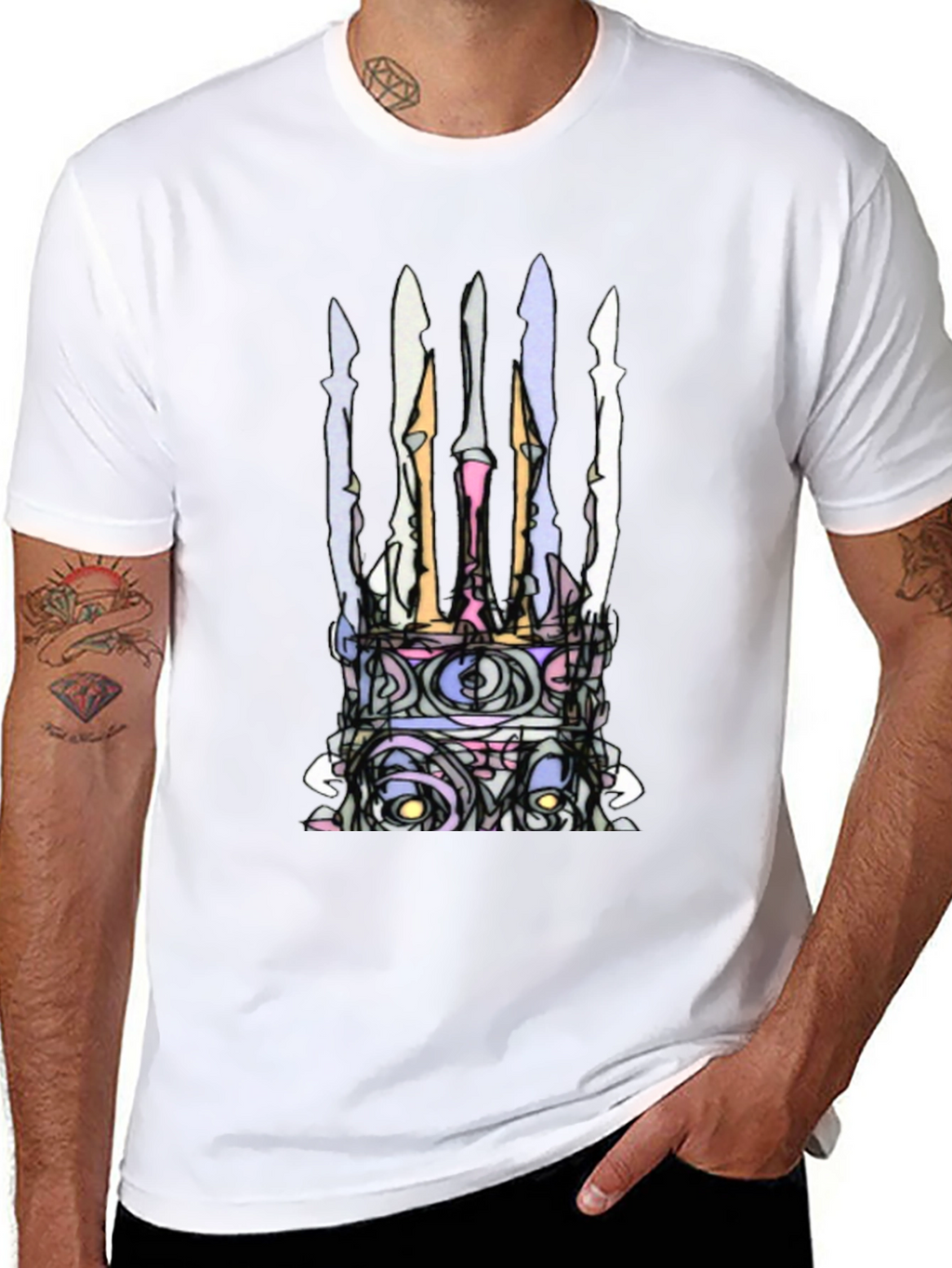 Abstract Crown Graphic Black T-Shirt