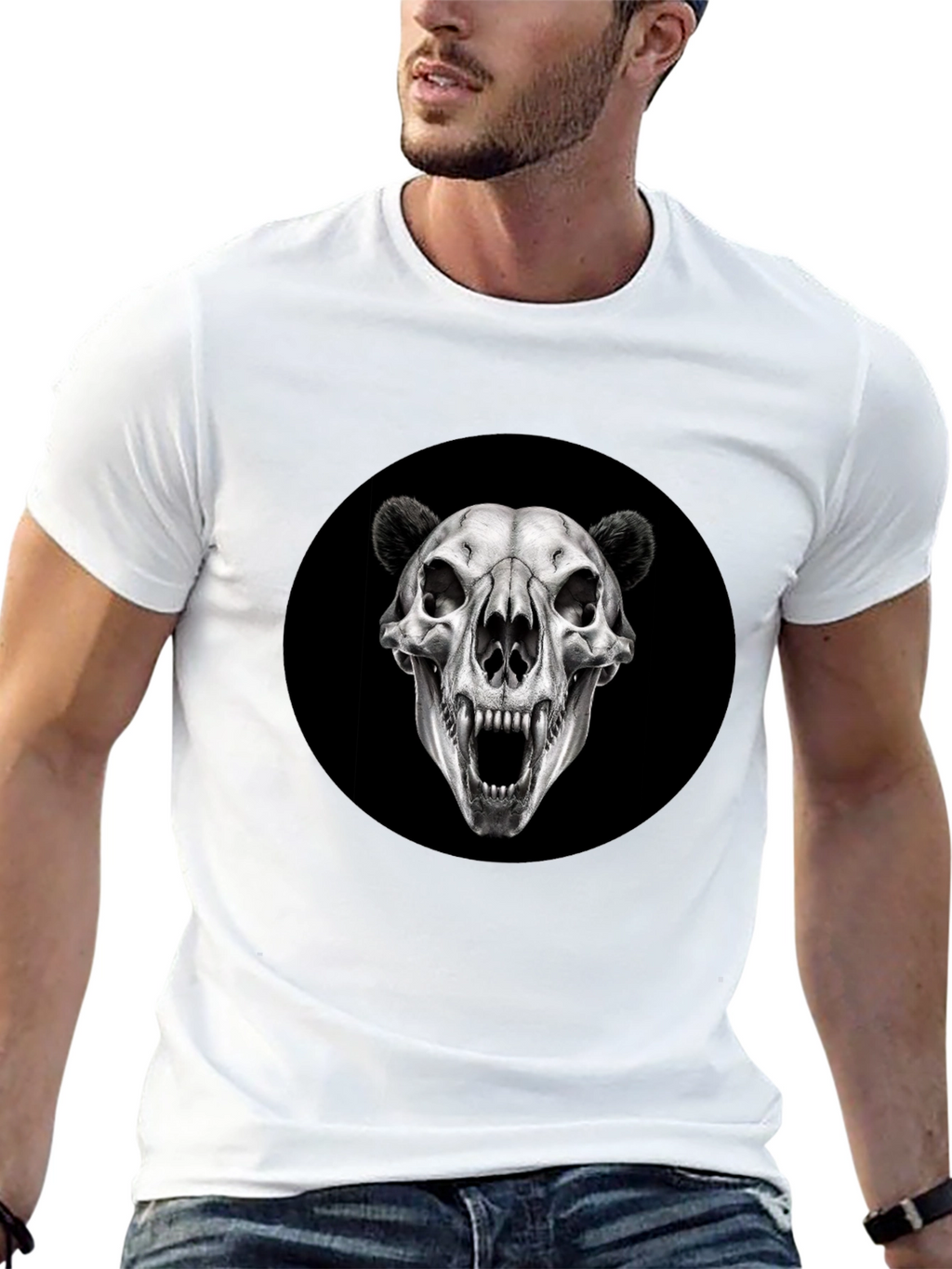 Bear Skull Graphic Black T-Shirt
