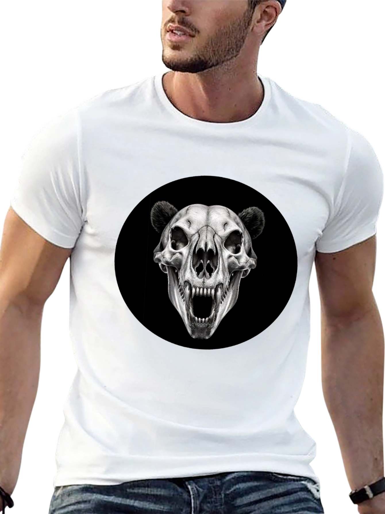 Bear Skull Graphic Black T-Shirt
