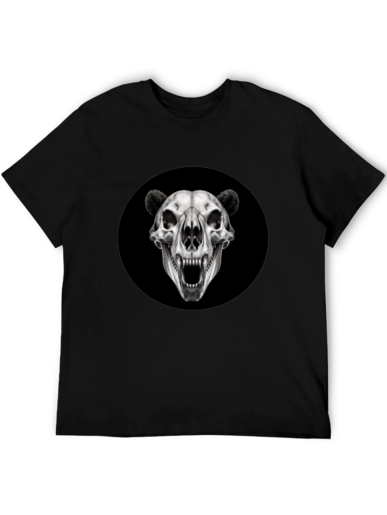 Bear Skull Graphic Black T-Shirt