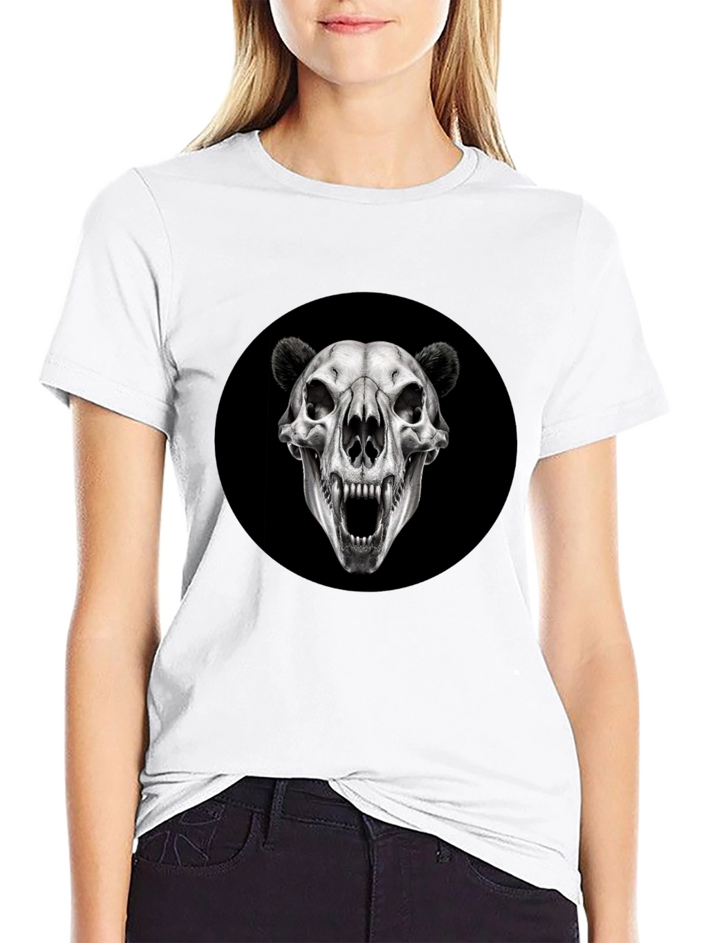 Bear Skull Graphic Black T-Shirt