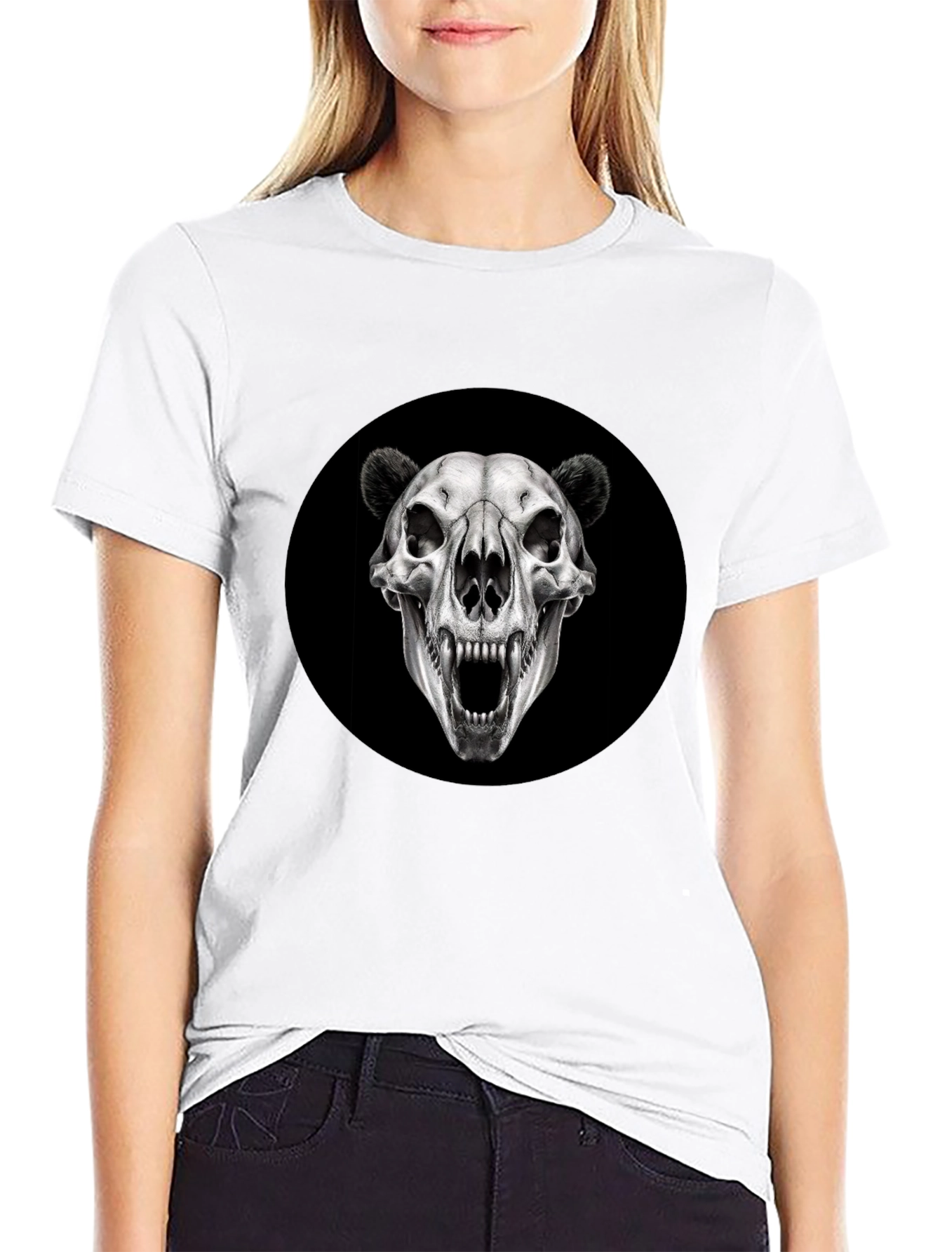 Bear Skull Graphic Black T-Shirt