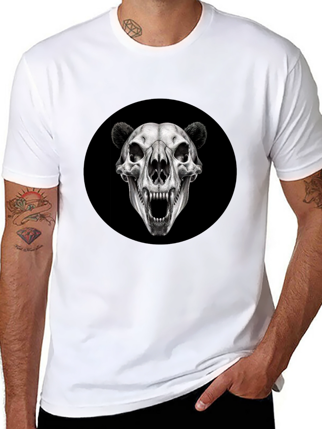 Bear Skull Graphic Black T-Shirt