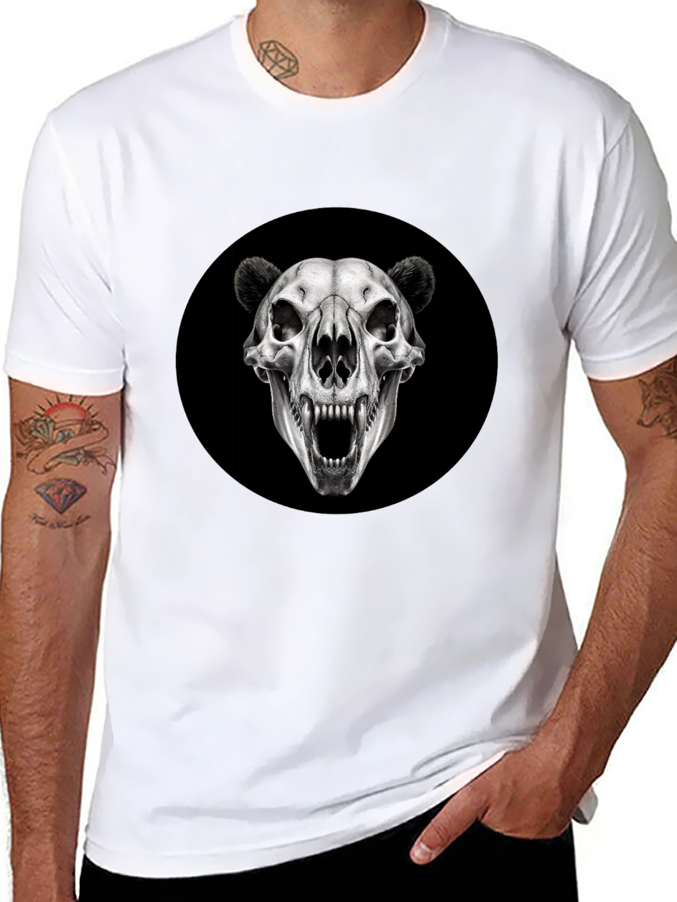 Bear Skull Graphic Black T-Shirt