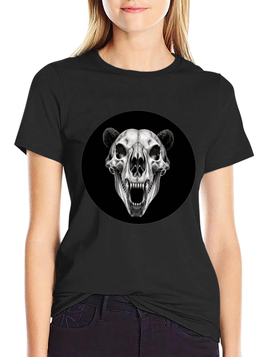 Bear Skull Graphic Black T-Shirt
