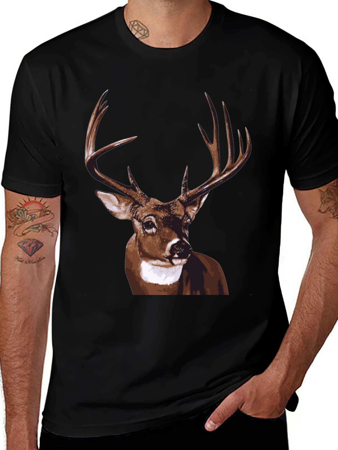 Deer Graphic Tee - Mens Black T-Shirt